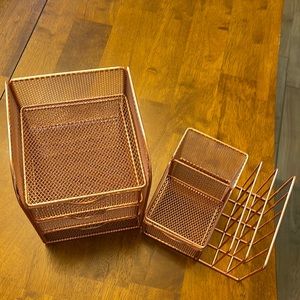 Rose Gold Desk Organizer